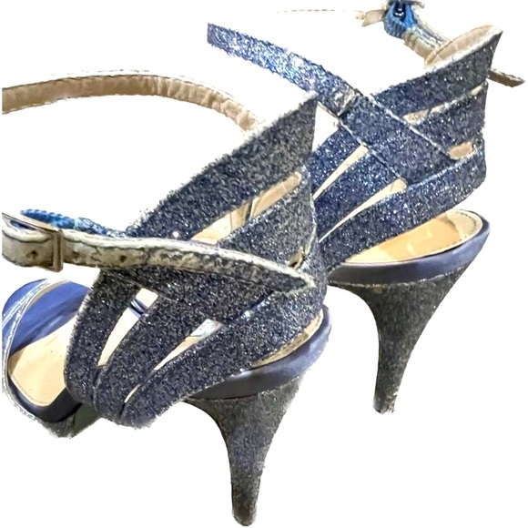 Betsey Johnson Blue Glitter Strappy Heels - Picture 7 of 10
